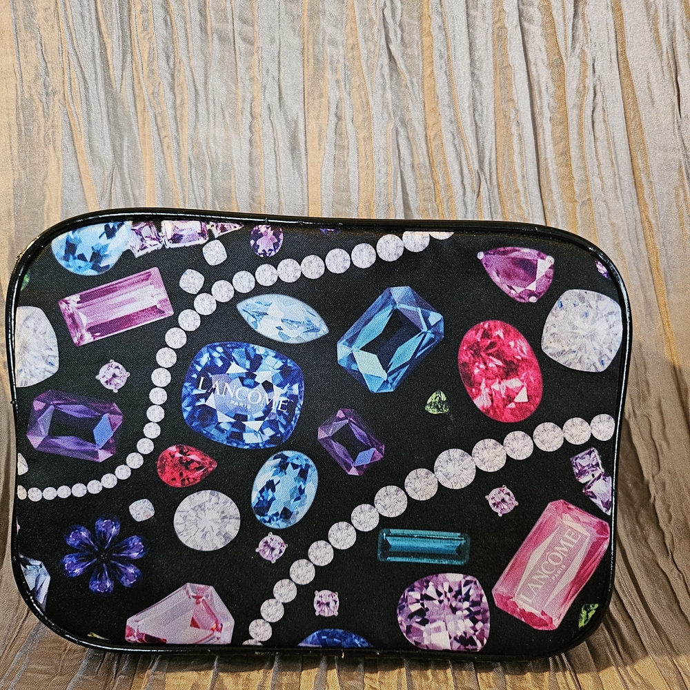 Lancôme Black Cosmetic Bag with Gemstone Print